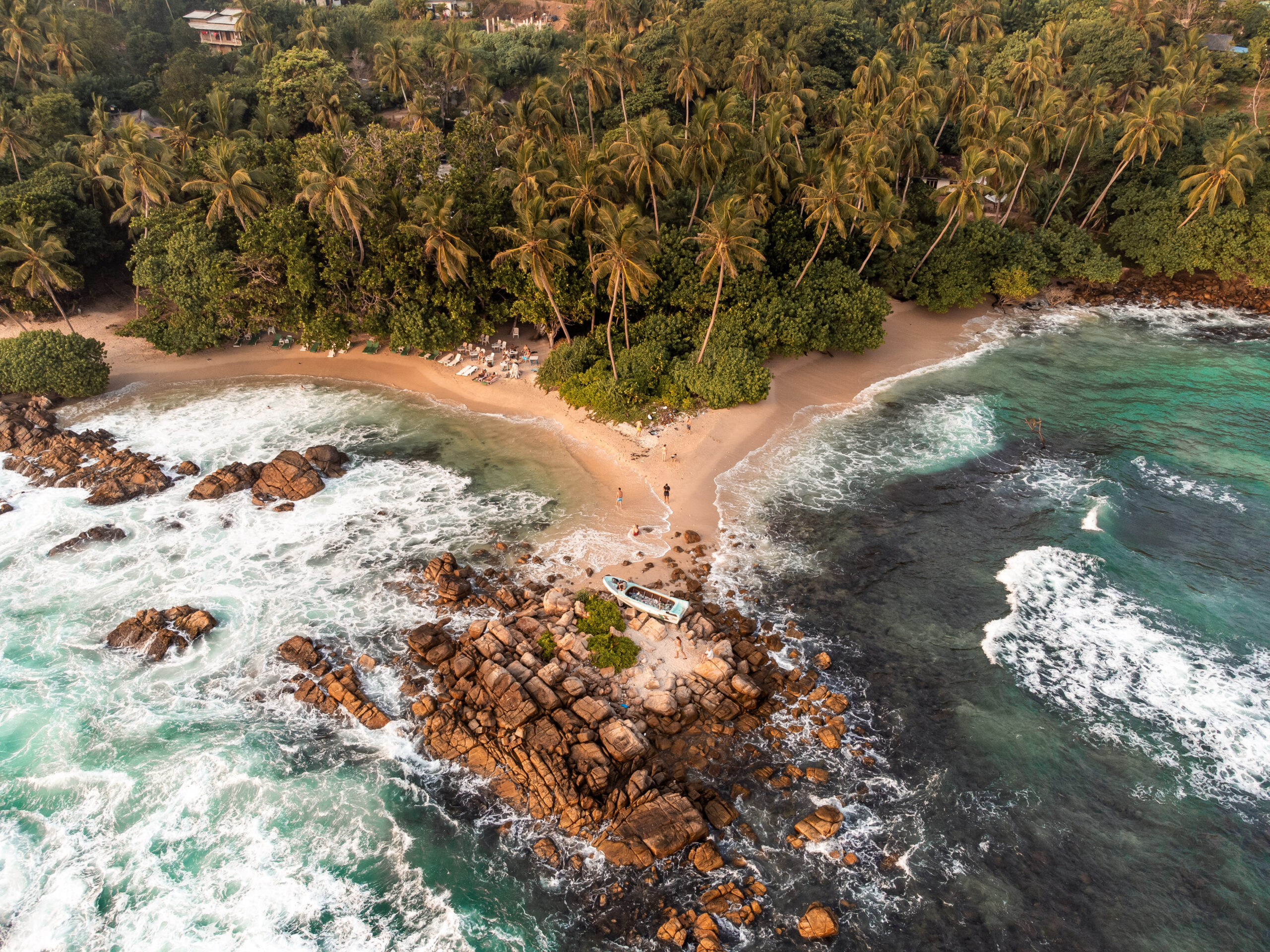 Aerial Sunset Photo of Secret Beach close to Mirissa in South Sri Lanka